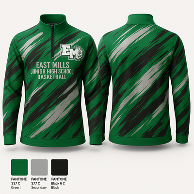 East Mills Junior High School Basketball 95253218 Quarter Zip Jacket - 41
