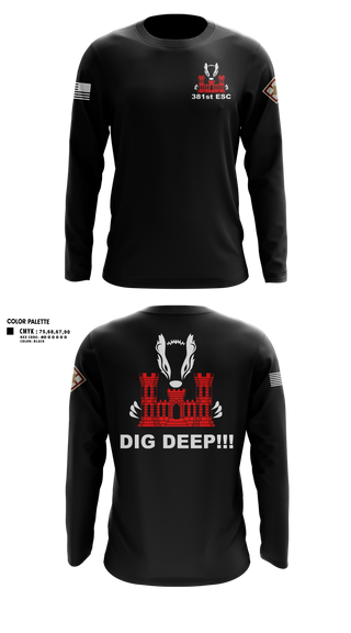 Long Sleeve Performance Shirt, 381 EN CO, Army, Teamtime, Team time, sublimation, custom sports apparel, team uniforms, spirit wear, spiritwear, sports uniforms, custom shirts, team store, custom team store, fundraiser sports, apparel fundraiser