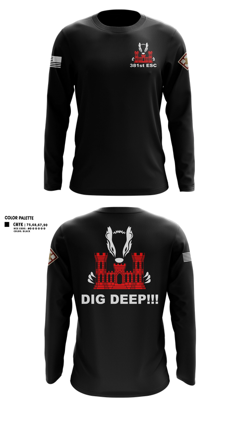 Long Sleeve Performance Shirt, 381 EN CO, Army, Teamtime, Team time, sublimation, custom sports apparel, team uniforms, spirit wear, spiritwear, sports uniforms, custom shirts, team store, custom team store, fundraiser sports, apparel fundraiser