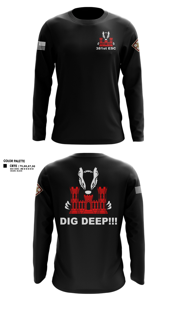 Long Sleeve Performance Shirt, 381 EN CO, Army, Teamtime, Team time, sublimation, custom sports apparel, team uniforms, spirit wear, spiritwear, sports uniforms, custom shirts, team store, custom team store, fundraiser sports, apparel fundraiser