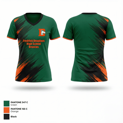 Fredrick Douglass High School Broncos 32324824 Women's Short Sleeve V-neck Shirt - 25