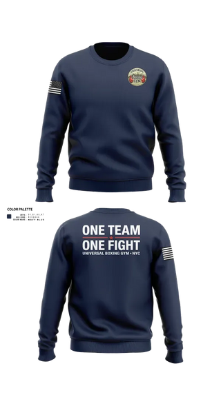 Crew Neck Sweatshirt, Universal Boxing Gym, National Guard, Teamtime, Team time, sublimation, custom sports apparel, team uniforms, spirit wear, spiritwear, sports uniforms, custom shirts, team store, custom team store, fundraiser sports, apparel fundraiser