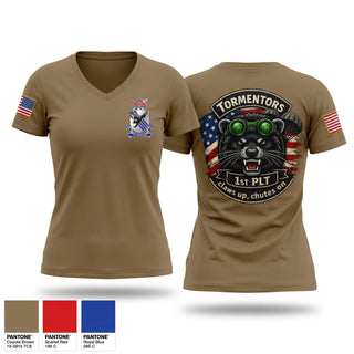 Womens Short Sleeve Vneck Shirt, 1st PLT 2-505, Army, Teamtime, Team time, sublimation, custom sports apparel, team uniforms, spirit wear, spiritwear, sports uniforms, custom shirts, team store, custom team store, fundraiser sports, apparel fundraiser