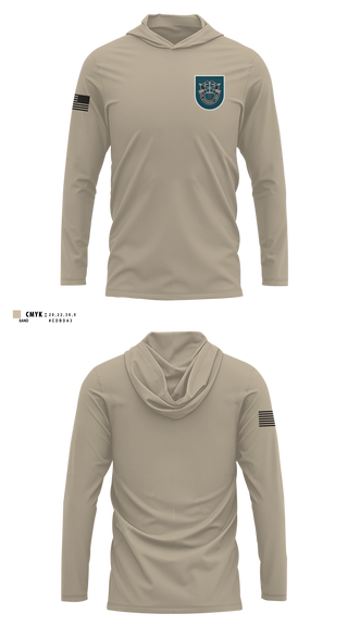 Long Sleeve Performance Shirt with hood, 2nd Battalion 19th SFG (Airborne), Army, Teamtime, Team time, sublimation, custom sports apparel, team uniforms, spirit wear, spiritwear, sports uniforms, custom shirts, team store, custom team store, fundraiser sports, apparel fundraiser
