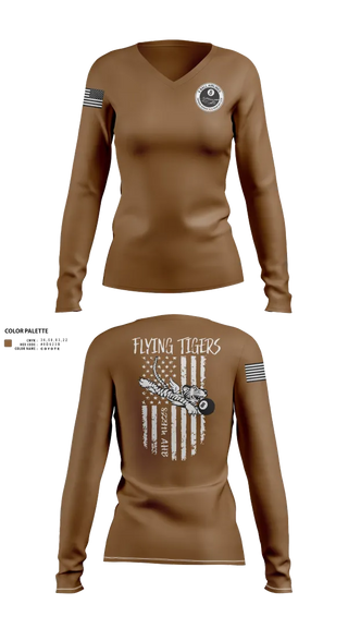 Womens Long Sleeve Vneck Shirt, 8-229th AHB, , Teamtime, Team time, sublimation, custom sports apparel, team uniforms, spirit wear, spiritwear, sports uniforms, custom shirts, team store, custom team store, fundraiser sports, apparel fundraiser