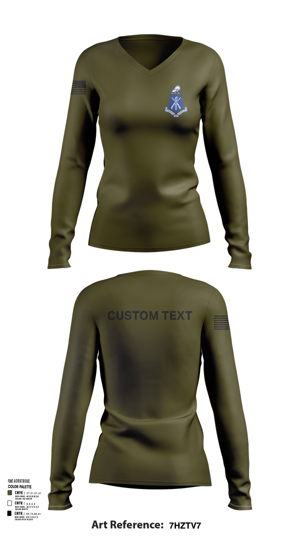 Womens Long Sleeve Vneck Shirt, Pershing Rifles Kilo 8, , Teamtime, Team time, sublimation, custom sports apparel, team uniforms, spirit wear, spiritwear, sports uniforms, custom shirts, team store, custom team store, fundraiser sports, apparel fundraiser