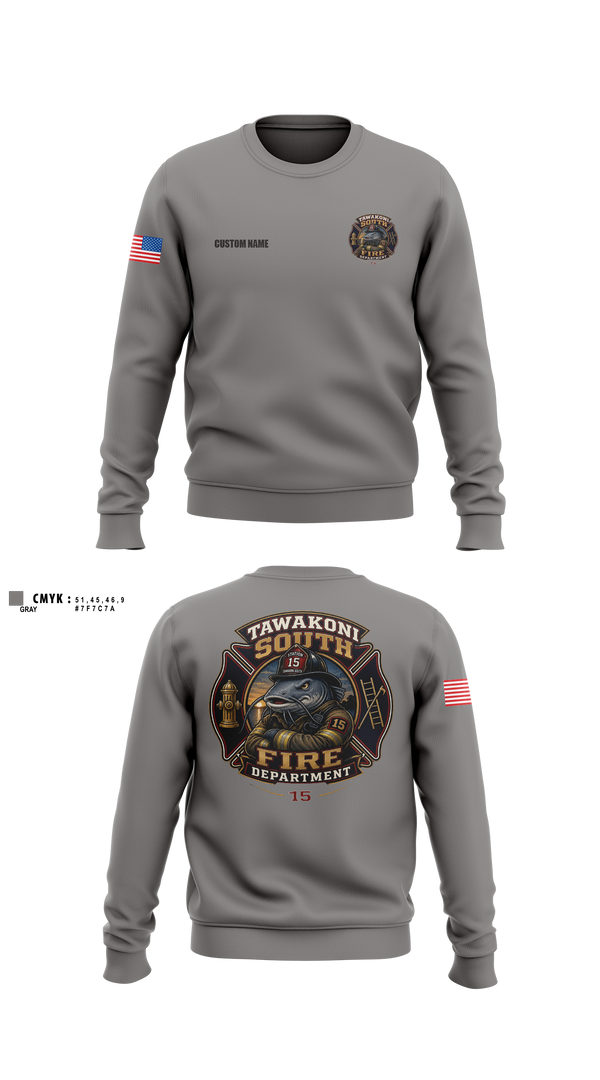 Crew Neck Sweatshirt, Tawakoni South Volunteer Fire Department, Fire Department, Teamtime, Team time, sublimation, custom sports apparel, team uniforms, spirit wear, spiritwear, sports uniforms, custom shirts, team store, custom team store, fundraiser sports, apparel fundraiser