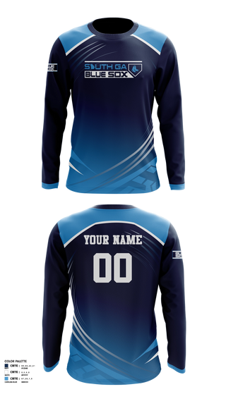 Long Sleeve Performance Shirt, South GA Blue Sox, Baseball, Teamtime, Team time, sublimation, custom sports apparel, team uniforms, spirit wear, spiritwear, sports uniforms, custom shirts, team store, custom team store, fundraiser sports, apparel fundraiser