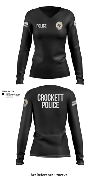 Womens Long Sleeve Vneck Shirt, Crockett Police Department, Police, Teamtime, Team time, sublimation, custom sports apparel, team uniforms, spirit wear, spiritwear, sports uniforms, custom shirts, team store, custom team store, fundraiser sports, apparel fundraiser