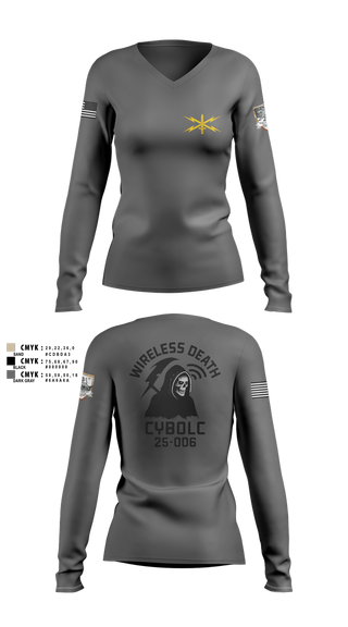 Womens Long Sleeve Vneck Shirt, CyBOLC 25-006, , Teamtime, Team time, sublimation, custom sports apparel, team uniforms, spirit wear, spiritwear, sports uniforms, custom shirts, team store, custom team store, fundraiser sports, apparel fundraiser