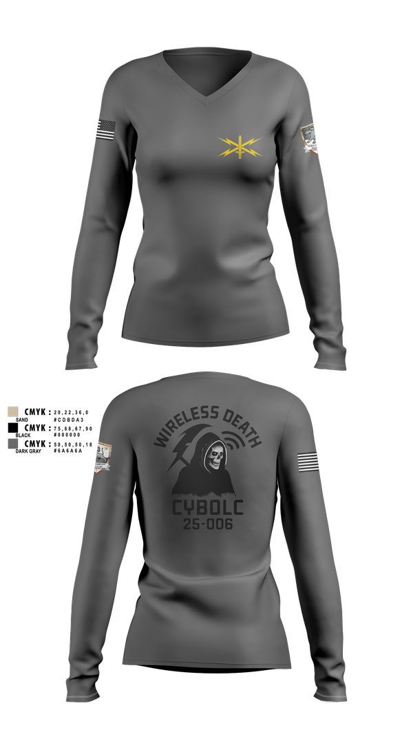 Womens Long Sleeve Vneck Shirt, CyBOLC 25-006, , Teamtime, Team time, sublimation, custom sports apparel, team uniforms, spirit wear, spiritwear, sports uniforms, custom shirts, team store, custom team store, fundraiser sports, apparel fundraiser