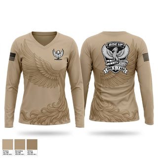 Womens Long Sleeve Vneck Shirt, HHB 5-7 ADA, Army, Teamtime, Team time, sublimation, custom sports apparel, team uniforms, spirit wear, spiritwear, sports uniforms, custom shirts, team store, custom team store, fundraiser sports, apparel fundraiser