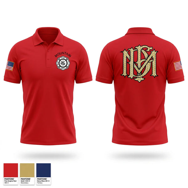 Short Sleeve Performance Polo, Mountain Fire Department, Fire Department, Teamtime, Team time, sublimation, custom sports apparel, team uniforms, spirit wear, spiritwear, sports uniforms, custom shirts, team store, custom team store, fundraiser sports, apparel fundraiser
