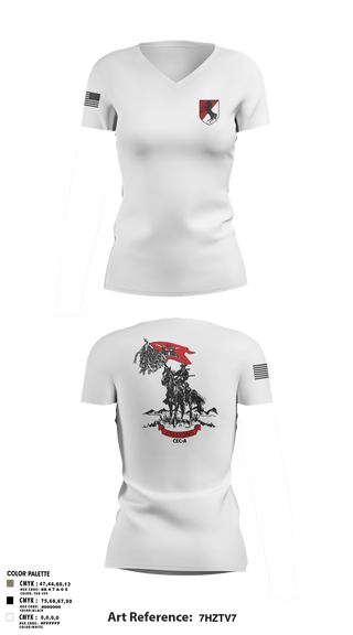 Womens Short Sleeve Vneck Shirt, 58th CEC-A, Army, Teamtime, Team time, sublimation, custom sports apparel, team uniforms, spirit wear, spiritwear, sports uniforms, custom shirts, team store, custom team store, fundraiser sports, apparel fundraiser