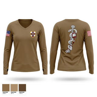 Womens Long Sleeve Vneck Shirt, 7220th Medical Support Unit, Army, Teamtime, Team time, sublimation, custom sports apparel, team uniforms, spirit wear, spiritwear, sports uniforms, custom shirts, team store, custom team store, fundraiser sports, apparel fundraiser