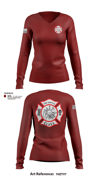 Womens Long Sleeve Vneck Shirt, Fire service class, Fire Department, Teamtime, Team time, sublimation, custom sports apparel, team uniforms, spirit wear, spiritwear, sports uniforms, custom shirts, team store, custom team store, fundraiser sports, apparel fundraiser
