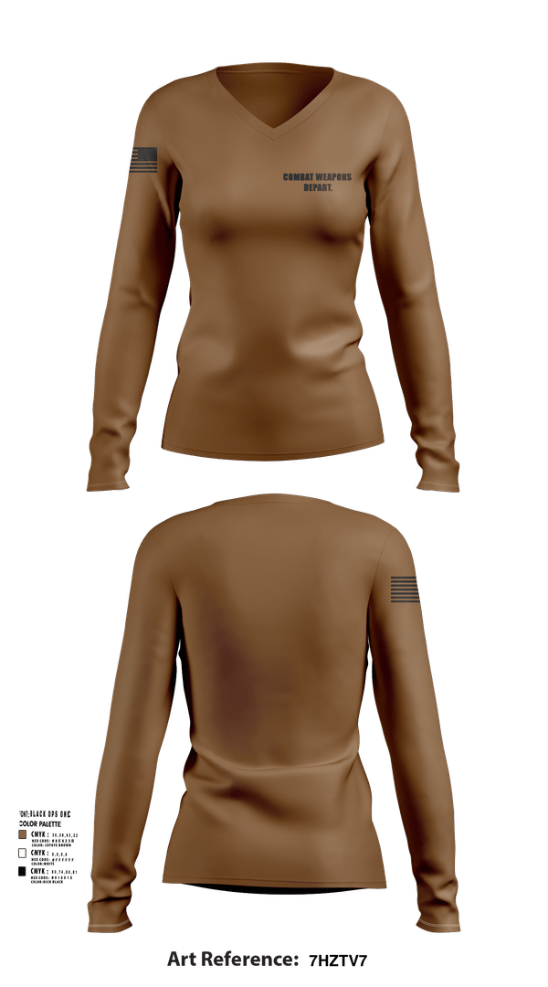 Womens Long Sleeve Vneck Shirt, Combat Weapons Depart., , Teamtime, Team time, sublimation, custom sports apparel, team uniforms, spirit wear, spiritwear, sports uniforms, custom shirts, team store, custom team store, fundraiser sports, apparel fundraiser
