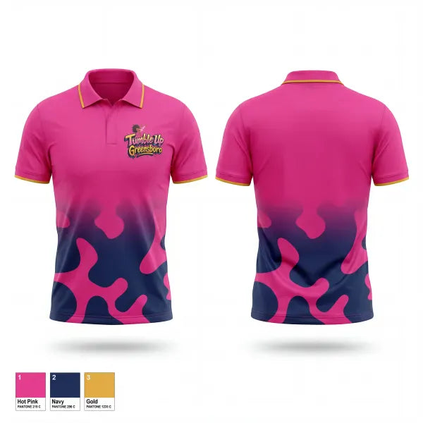 Short Sleeve Performance Polo, Tumble Up Greensboro, Cheer, Teamtime, Team time, sublimation, custom sports apparel, team uniforms, spirit wear, spiritwear, sports uniforms, custom shirts, team store, custom team store, fundraiser sports, apparel fundraiser