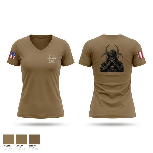 Womens Short Sleeve Vneck Shirt, 138th Chem Co, Army, Teamtime, Team time, sublimation, custom sports apparel, team uniforms, spirit wear, spiritwear, sports uniforms, custom shirts, team store, custom team store, fundraiser sports, apparel fundraiser