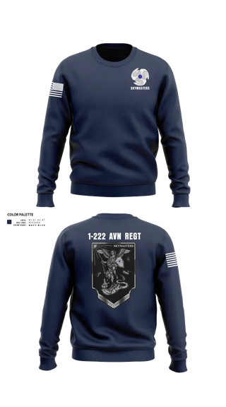 Crew Neck Sweatshirt, 1-222 Aviaition Regiment, Army, Teamtime, Team time, sublimation, custom sports apparel, team uniforms, spirit wear, spiritwear, sports uniforms, custom shirts, team store, custom team store, fundraiser sports, apparel fundraiser