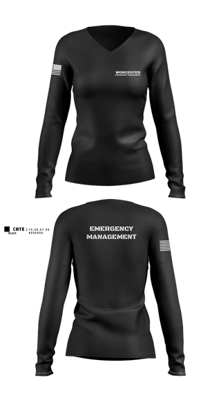 Womens Long Sleeve Vneck Shirt, Worcester Emergency Management, Fire Department, Teamtime, Team time, sublimation, custom sports apparel, team uniforms, spirit wear, spiritwear, sports uniforms, custom shirts, team store, custom team store, fundraiser sports, apparel fundraiser