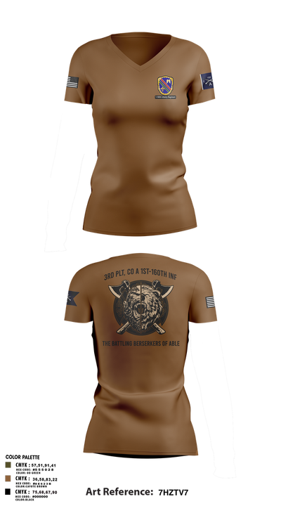 Co A, 1st-160th INF, 79th IBCT 97835057 Women's Short Sleeve V-neck Shirt - 12