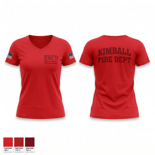 Womens Short Sleeve Vneck Shirt, Kimball volunteer fire department, Fire Department, Teamtime, Team time, sublimation, custom sports apparel, team uniforms, spirit wear, spiritwear, sports uniforms, custom shirts, team store, custom team store, fundraiser sports, apparel fundraiser