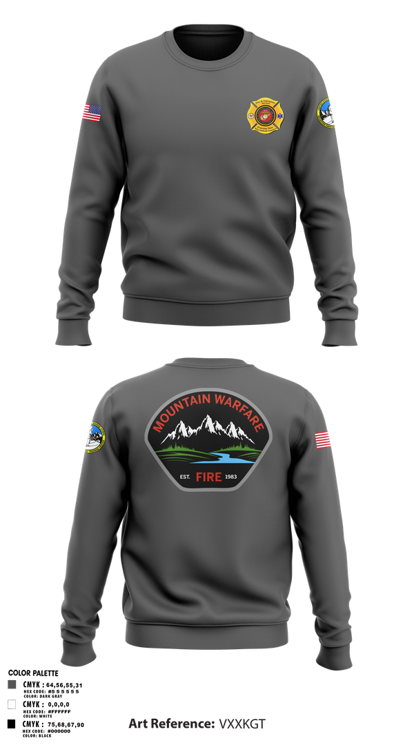 Crew Neck Sweatshirt, Marine Corps Mountain Warfare Training Center Fire Department, , Teamtime, Team time, sublimation, custom sports apparel, team uniforms, spirit wear, spiritwear, sports uniforms, custom shirts, team store, custom team store, fundraiser sports, apparel fundraiser