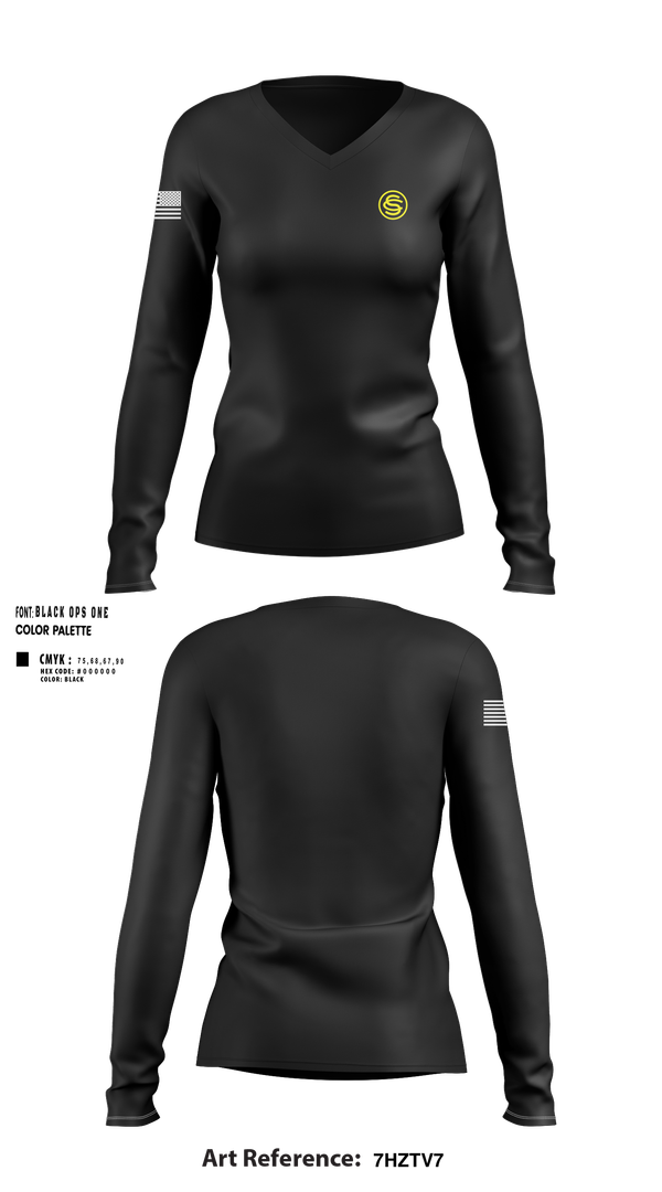 Womens Long Sleeve Vneck Shirt, Texas Officer Candidate Class 69, , Teamtime, Team time, sublimation, custom sports apparel, team uniforms, spirit wear, spiritwear, sports uniforms, custom shirts, team store, custom team store, fundraiser sports, apparel fundraiser