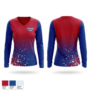 Womens Long Sleeve Vneck Shirt, Firebaugh Eagles, Women's Basketball, Teamtime, Team time, sublimation, custom sports apparel, team uniforms, spirit wear, spiritwear, sports uniforms, custom shirts, team store, custom team store, fundraiser sports, apparel fundraiser