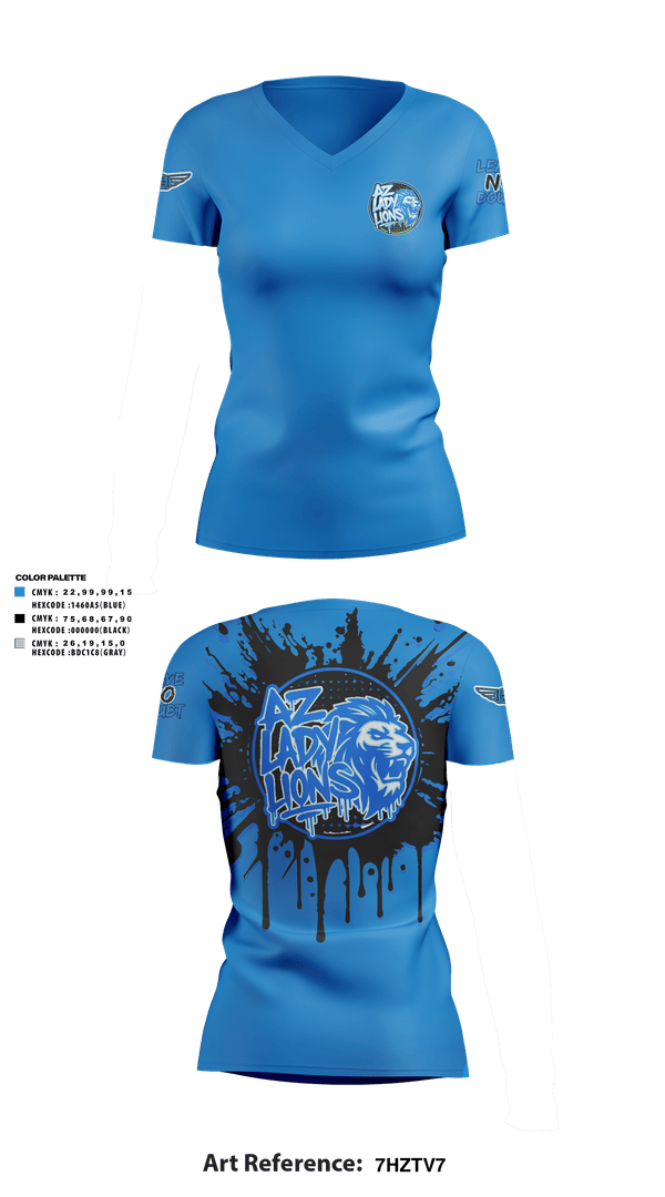 Womens Short Sleeve Vneck Shirt, AZ Lady Lions, Spirit Store, Teamtime, Team time, sublimation, custom sports apparel, team uniforms, spirit wear, spiritwear, sports uniforms, custom shirts, team store, custom team store, fundraiser sports, apparel fundraiser