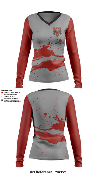 Womens Long Sleeve Vneck Shirt, Riverside Rams, , Teamtime, Team time, sublimation, custom sports apparel, team uniforms, spirit wear, spiritwear, sports uniforms, custom shirts, team store, custom team store, fundraiser sports, apparel fundraiser