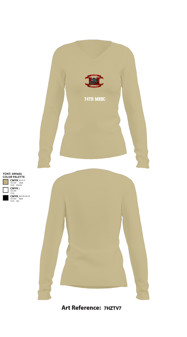 Womens Long Sleeve Vneck Shirt, 74th MRBC, , Teamtime, Team time, sublimation, custom sports apparel, team uniforms, spirit wear, spiritwear, sports uniforms, custom shirts, team store, custom team store, fundraiser sports, apparel fundraiser