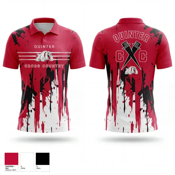 Short Sleeve Performance Polo, Quinter Bulldogs, Cross Country, Teamtime, Team time, sublimation, custom sports apparel, team uniforms, spirit wear, spiritwear, sports uniforms, custom shirts, team store, custom team store, fundraiser sports, apparel fundraiser