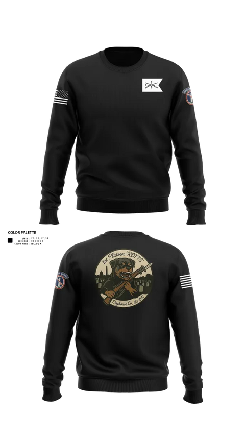 Crew Neck Sweatshirt, Doghouse 1st Platoon Rottweilers, , Teamtime, Team time, sublimation, custom sports apparel, team uniforms, spirit wear, spiritwear, sports uniforms, custom shirts, team store, custom team store, fundraiser sports, apparel fundraiser