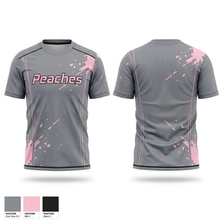 Soft Poly Tee Cotton Like Feel, Peaches, Softball, Teamtime, Team time, sublimation, custom sports apparel, team uniforms, spirit wear, spiritwear, sports uniforms, custom shirts, team store, custom team store, fundraiser sports, apparel fundraiser