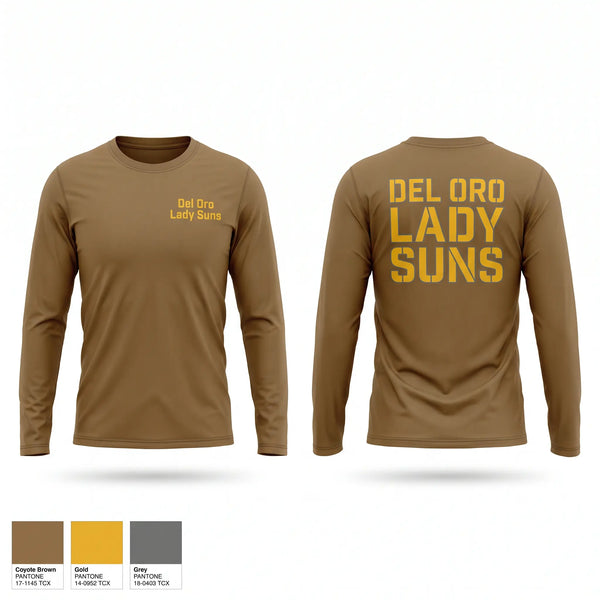 Long Sleeve Performance Shirt, Del Oro Lady Suns, Softball, Teamtime, Team time, sublimation, custom sports apparel, team uniforms, spirit wear, spiritwear, sports uniforms, custom shirts, team store, custom team store, fundraiser sports, apparel fundraiser