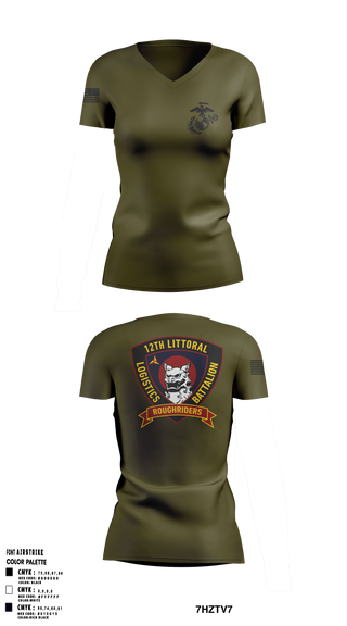 Womens Short Sleeve Vneck Shirt, 12TH LITTORAL LOGISTICS BATTALION, Marines, Teamtime, Team time, sublimation, custom sports apparel, team uniforms, spirit wear, spiritwear, sports uniforms, custom shirts, team store, custom team store, fundraiser sports, apparel fundraiser