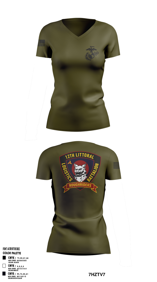Womens Short Sleeve Vneck Shirt, 12TH LITTORAL LOGISTICS BATTALION, Marines, Teamtime, Team time, sublimation, custom sports apparel, team uniforms, spirit wear, spiritwear, sports uniforms, custom shirts, team store, custom team store, fundraiser sports, apparel fundraiser