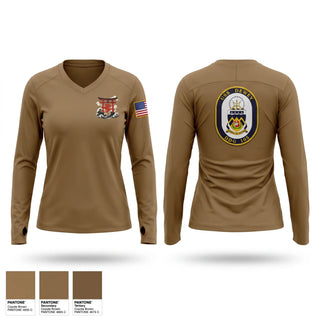 Womens Long Sleeve Vneck Shirt, USS Dewey DDG 105, Navy, Teamtime, Team time, sublimation, custom sports apparel, team uniforms, spirit wear, spiritwear, sports uniforms, custom shirts, team store, custom team store, fundraiser sports, apparel fundraiser