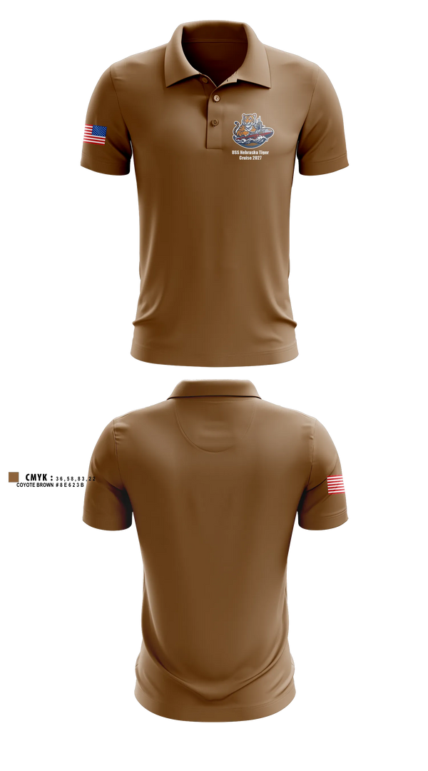 Long Sleeve Performance Polo, USS NEB GOLD TIGER CRUISE 27, Navy, Teamtime, Team time, sublimation, custom sports apparel, team uniforms, spirit wear, spiritwear, sports uniforms, custom shirts, team store, custom team store, fundraiser sports, apparel fundraiser