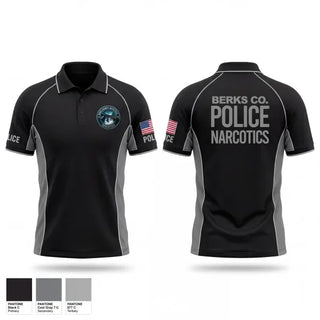 Short Sleeve Performance Polo, Berks County Detectives Narcotics, Police, Teamtime, Team time, sublimation, custom sports apparel, team uniforms, spirit wear, spiritwear, sports uniforms, custom shirts, team store, custom team store, fundraiser sports, apparel fundraiser