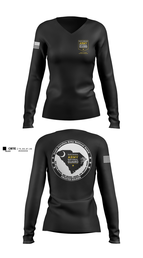 Womens Long Sleeve Vneck Shirt, R&R, National Guard, Teamtime, Team time, sublimation, custom sports apparel, team uniforms, spirit wear, spiritwear, sports uniforms, custom shirts, team store, custom team store, fundraiser sports, apparel fundraiser
