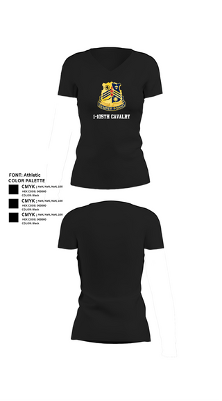 Womens Short Sleeve Vneck Shirt, 1-105th cavalry, Army, Teamtime, Team time, sublimation, custom sports apparel, team uniforms, spirit wear, spiritwear, sports uniforms, custom shirts, team store, custom team store, fundraiser sports, apparel fundraiser