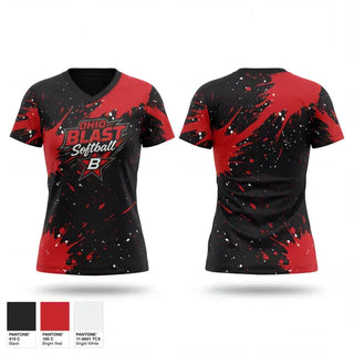 Womens Short Sleeve Vneck Shirt, Ohio Blast, Softball, Teamtime, Team time, sublimation, custom sports apparel, team uniforms, spirit wear, spiritwear, sports uniforms, custom shirts, team store, custom team store, fundraiser sports, apparel fundraiser