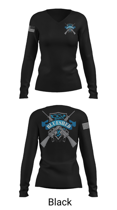 Blueshed Gun Shop 36061412 Women's Long Sleeve V-neck Shirt - 37