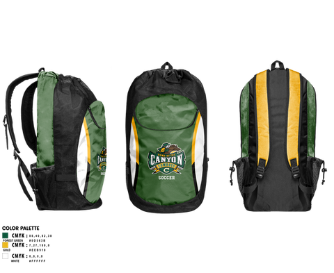 Gear Bag, Canyon High School Girls Soccer, Women's Soccer, Teamtime, Team time, sublimation, custom sports apparel, team uniforms, spirit wear, spiritwear, sports uniforms, custom shirts, team store, custom team store, fundraiser sports, apparel fundraiser