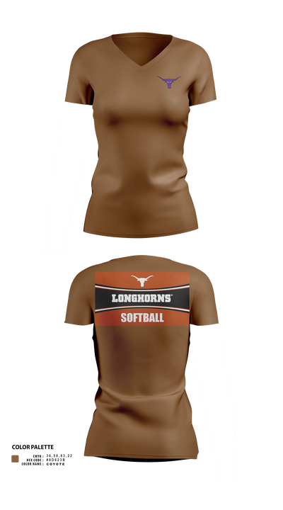 Longhorns Women's Short Sleeve V-neck Shirt - 21