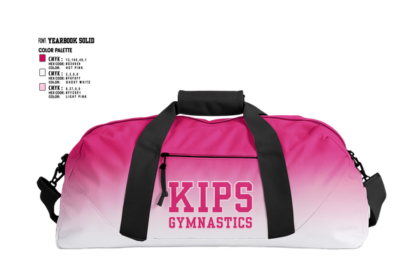 Duffle Bag, Kips gymnastics, Spirit Store, Teamtime, Team time, sublimation, custom sports apparel, team uniforms, spirit wear, spiritwear, sports uniforms, custom shirts, team store, custom team store, fundraiser sports, apparel fundraiser