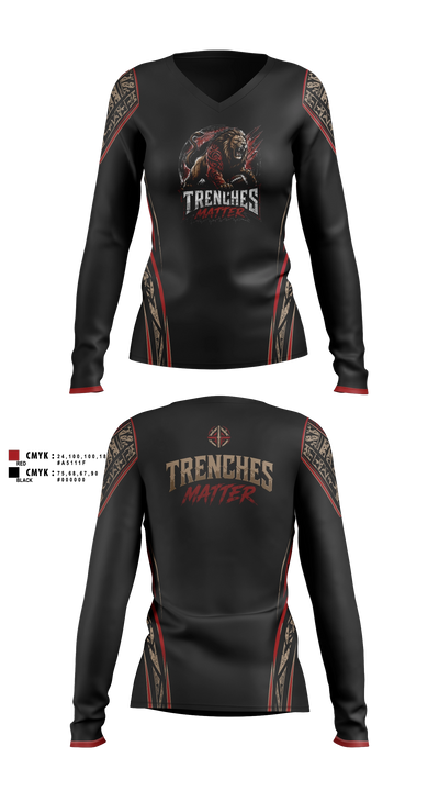 Trenches Matter Women's Long Sleeve V-neck Shirt - 3